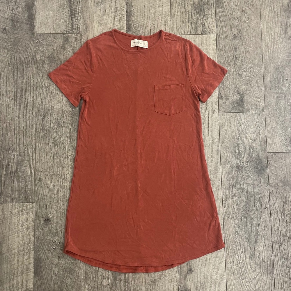 Abercrombie & Fitch Womens Burnt Orange Short Sleeve Pocket T-Shirt Dress Size S